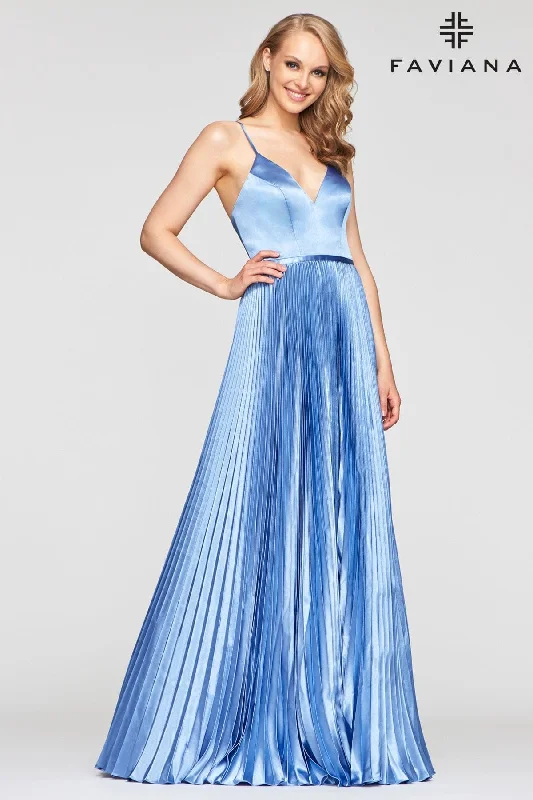 Rose Gold Dress Long Charmeuse Prom Dress With Pleated Skirt And V Neckline