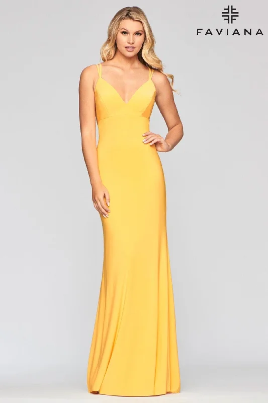 Maxi Formal Dress Long Sleeve Jersey Dress With V Neck And Adjustable Back Strap