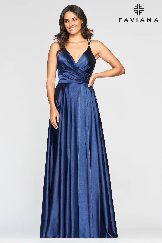 Puffy Sleeve Dress Silk Charmeuse Flowy V Neckline Dress