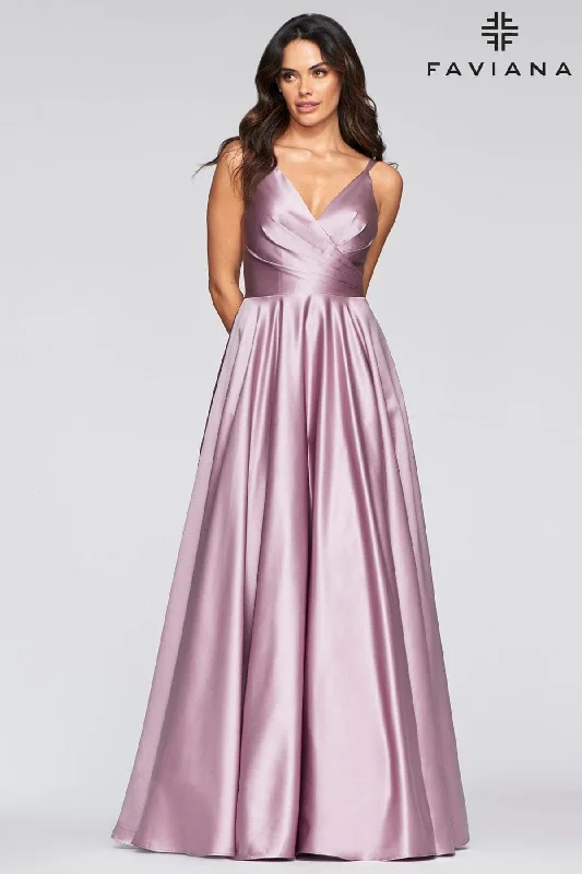 Sparkly Dress Satin V Neck Prom Dress Ball Gown