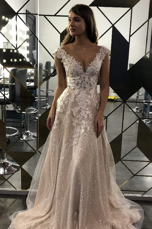 Empire Gown Nude Floral Lace Wedding Dress Enn
