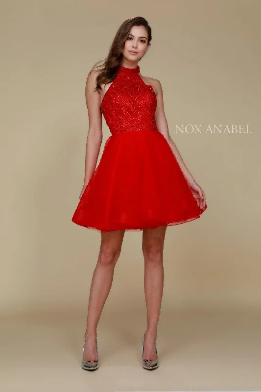 Beaded Evening Dress Formal Short Dress Prom Cocktail Red