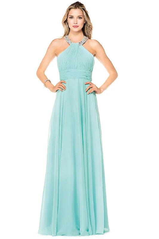 Prom Dress Glow by Colors - G183 Gem Beaded Halter Chiffon Evening Dress