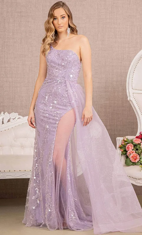 Drape Sleeve Dress GLS by Gloria GL3116 - Side Tulle Overskirt Prom Gown