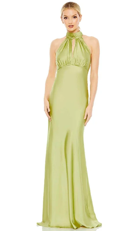 Rose Gold Dress Ieena Duggal 49520 - Ruched High Halter Evening Gown