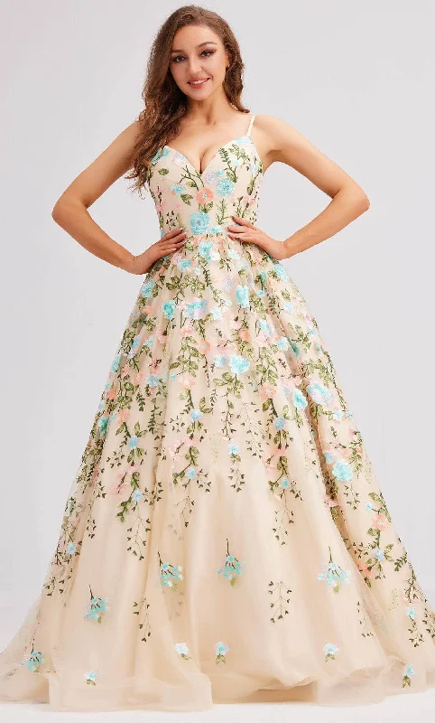 Mermaid Gown J'Adore Dresses J23017 - Embroidered A-Line Evening Dress