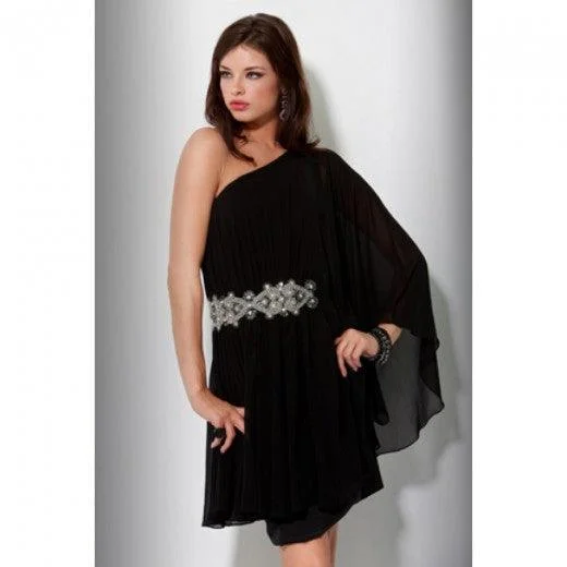 Illusion Neckline Dress Jovani 159405 Short One Shoulder Cocktail Dress