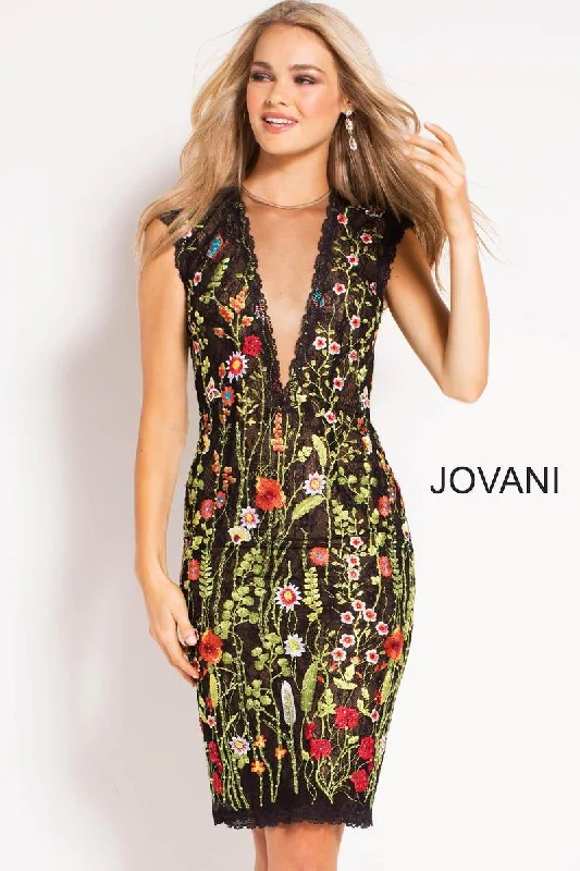 Embroidered Gown Jovani 50735 Sleeveless Short Prom Dress