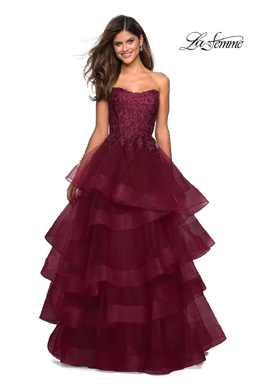 Lace Sleeves Dress La Femme 27291 Dress