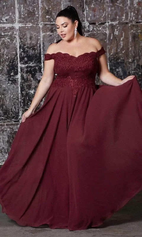 Vintage Lace Dress Ladivine 7258 - Chiffon Lace Embellished A-Line Gown
