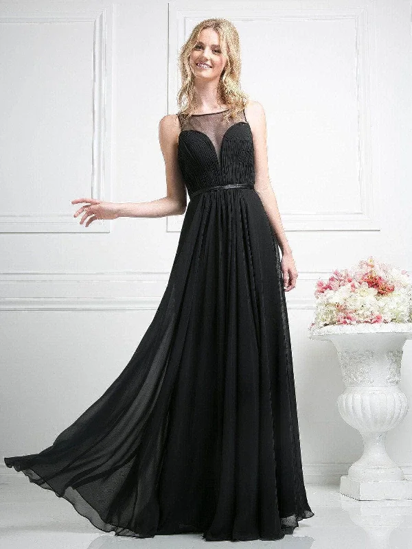 Elegant Wedding Gown Ladivine 7458 - Illusion Chiffon Empire Waist Gown