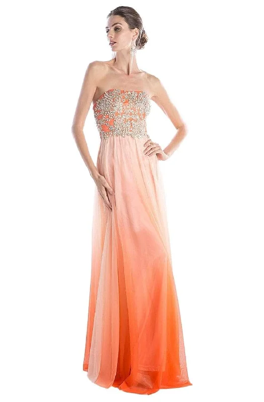 Couture Gown Ladivine C2633 - Beaded Chiffon Strapless Sheath Dress