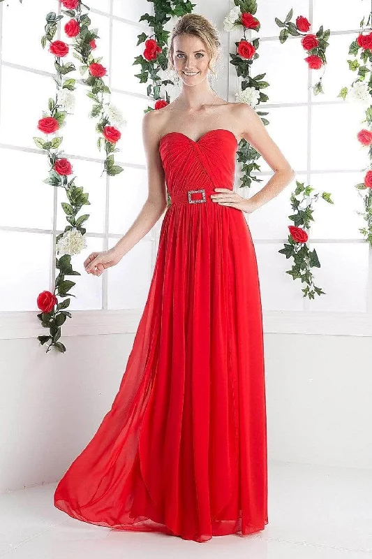 Royal Blue Dress Ladivine C7460 - Strapless Twined Front Chiffon Evening Gown