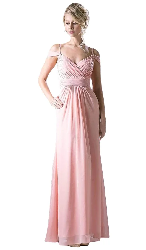 Fancy Evening Dress Ladivine CH527 - Off-Shoulder Surplice Chiffon Long Dress