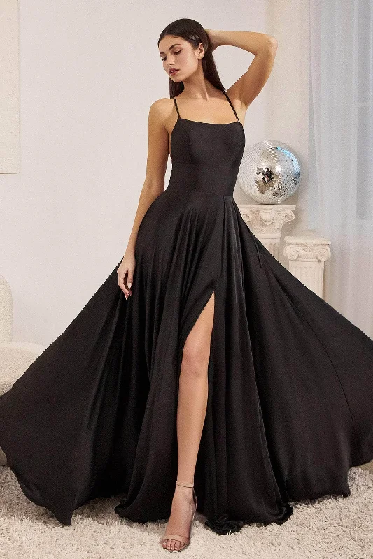 Floor-Length Gown Ladivine CJ527 - Scoop Prom Dress with Slit