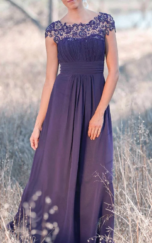 Princess Ball Gown Latest Illusion Purple Bridesmaid Dress-ET_329095