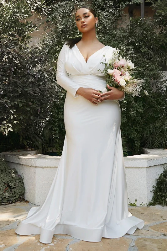 Lace Sleeves Dress Cinderella Divine CD0169C Long Curve Formal Plus Size Wedding Dress Lace Sleeves Dress Cinderella Divine CD0169C Long Curve Formal Plus Size Wedding Dress