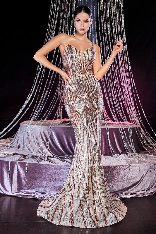 Floral Embroidery Dress Cinderella Divine J9099 Long Formal Sparkling Prom Dress
