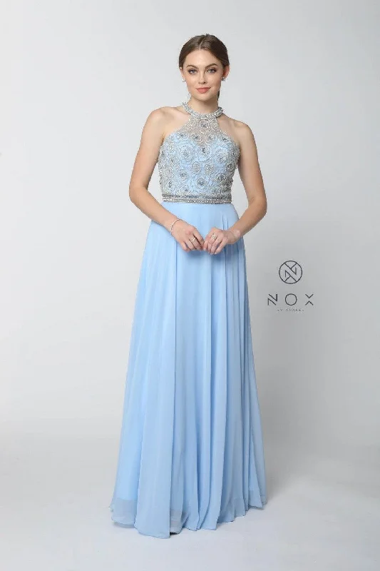 Glittering Evening Gown Long High Neck Jeweled Prom Dress Sale