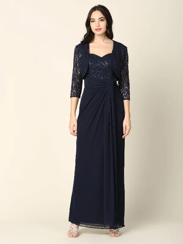 Fancy Evening Dress Long Mother of the Bride 2 Piece Formal Bolero Dress