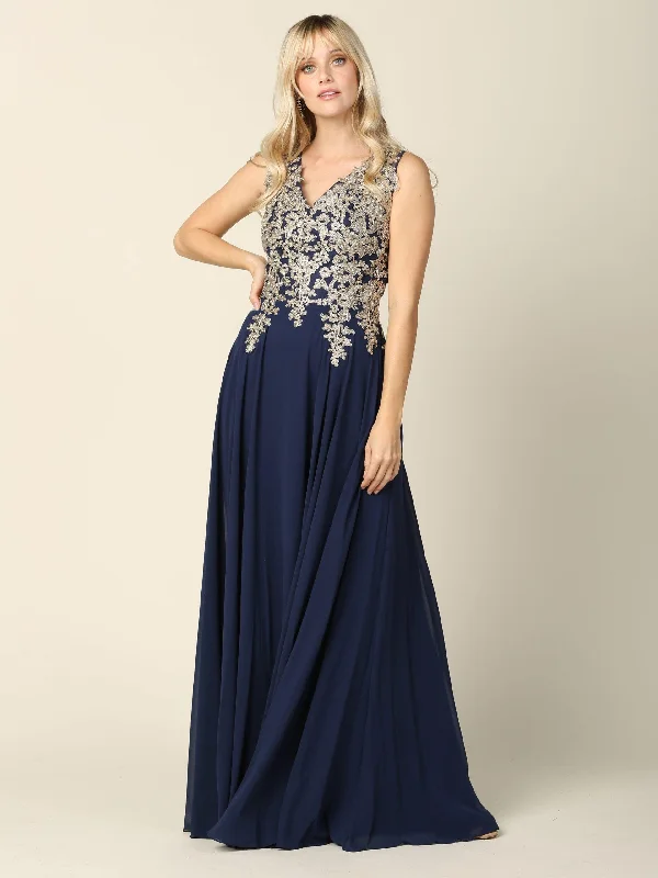 Floral Embroidery Dress Long Mother of the Bride Chiffon Formal Dress