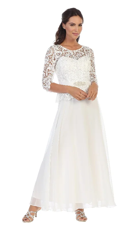 Full Skirt Dress Long Mother of the Bride Lace Chiffon Formal Gown