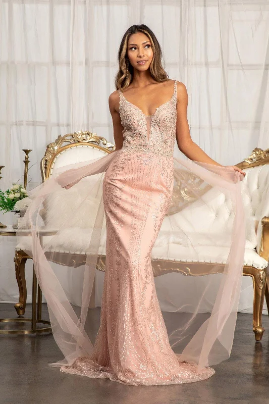 Elegant Wedding Gown Long Spaghetti Strap Mesh Prom Dress Sale