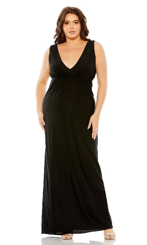 Puffy Sleeve Dress Mac Duggal Long Plus-Size Formal Dress 68536