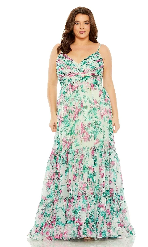 Floral Embroidery Dress Mac Duggal Long Plus-Size Formal Dress 68550