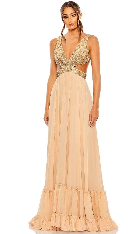Embellished Dress Mac Duggal 68465 - Rhinestone Embellished Cut Out Gown