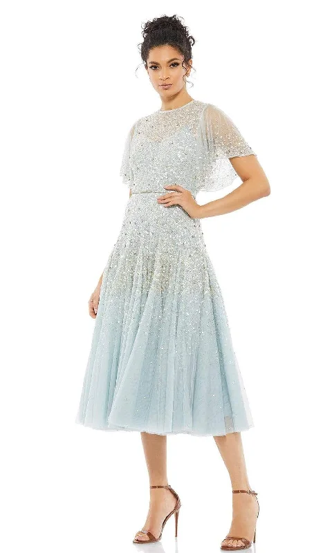 Ball Gown Mac Duggal - 93655 Softy Bell Sleeve Tea Length Dress