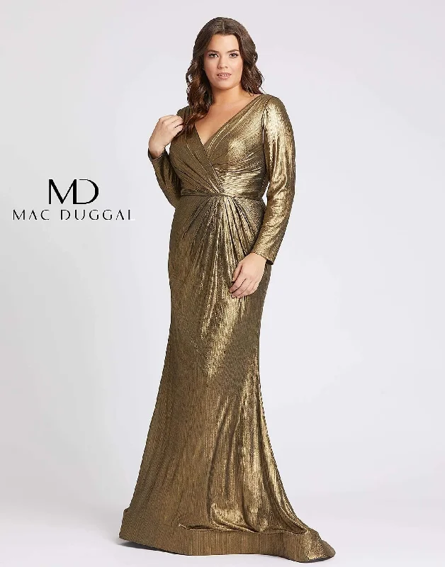 Statement Sleeve Dress Mac Duggal 49073 Fabulouss Plus Size Long Prom Dress Sale