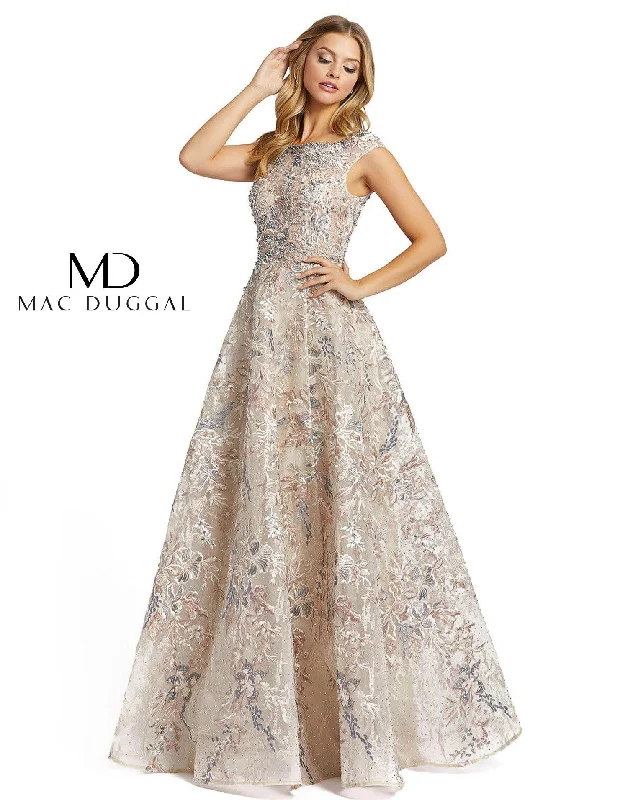 Empire Gown Mac Duggal 20219 Prom Long Cap Sleeve Ball Gown