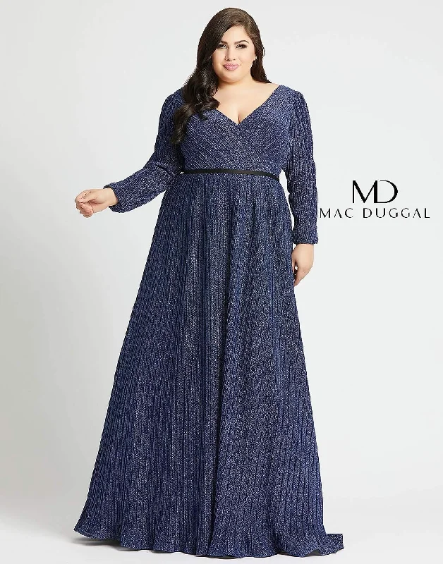 Slit Gown Mac Duggal Long Sleeve Plus Size Prom Dress