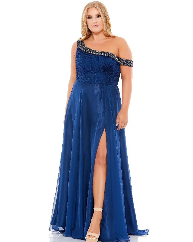 Pleated Gown Mac Duggal 67727 Prom Long Formal Plus Size Dress