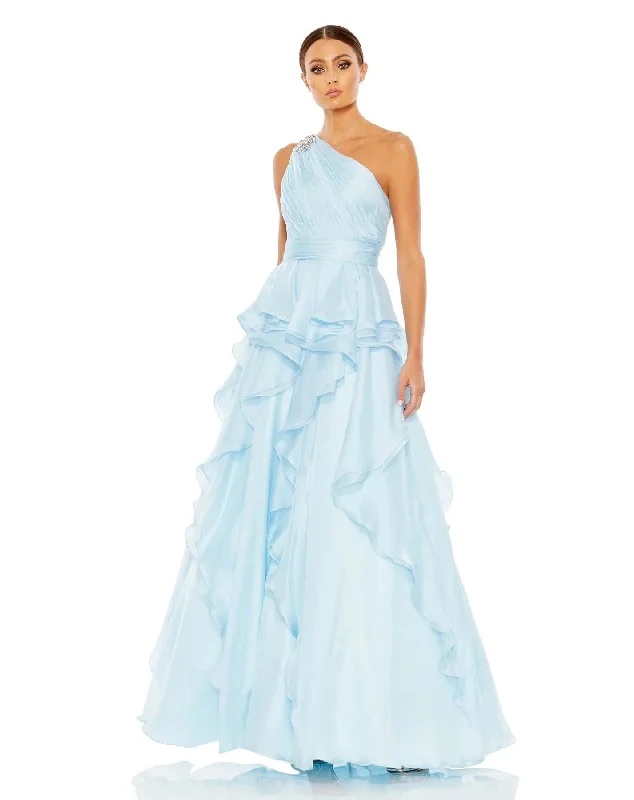 Off-White Gown Mac Duggal 49541 Prom Long One Shoulder Formal Gown