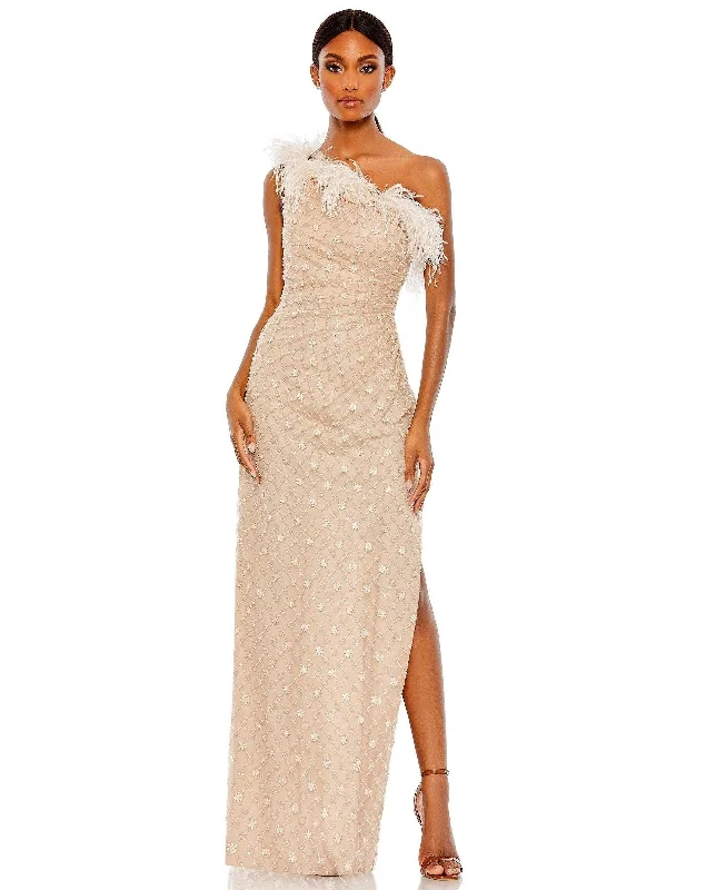 Long Sleeve Dress Mac Duggal 68139 Prom Long One Shoulder Formal Gown