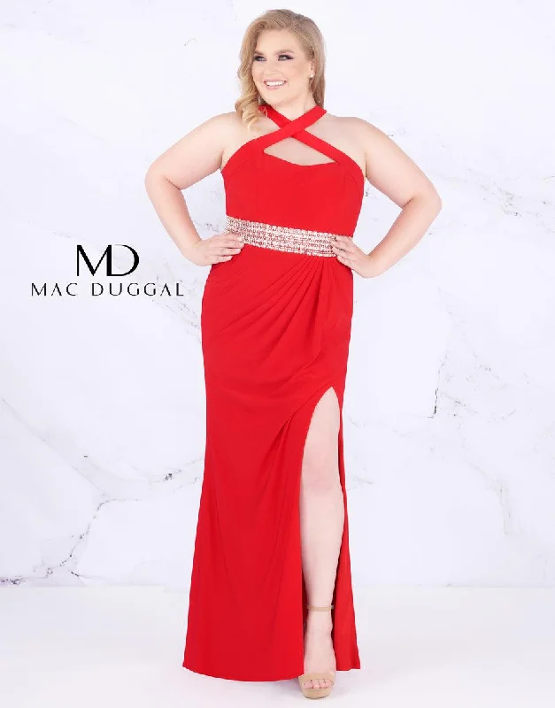 Floor-Length Satin Dress Mac Duggal Prom Long Plus Size Dress
