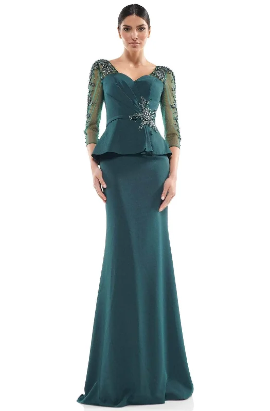 Princess Ball Gown Marsoni by Colors - Quarter Sleeve Peplum Formal Dress MV1037 - 1 pc Navy In Size 18 Available