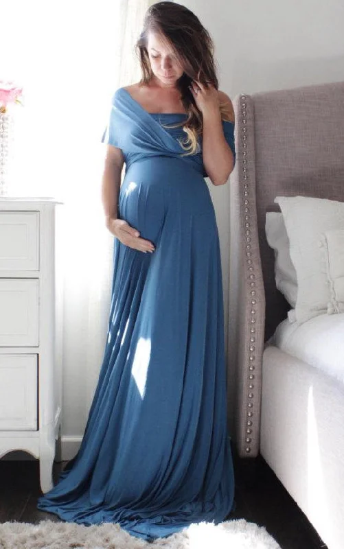 Off-White Gown Maternity Jersey Full Wrap Convertible Dress-105857