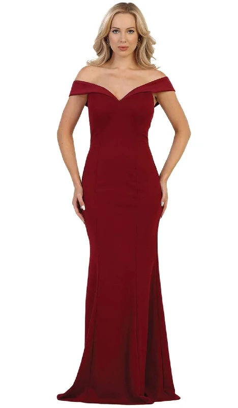 Classic Evening Dress May Queen - Fold over Off-Shoulder Sheath Dress