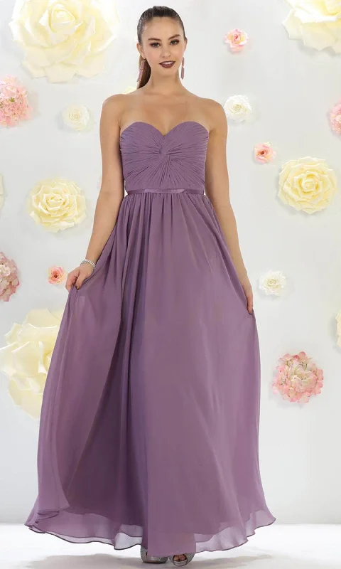Metallic Formal Dress May Queen - MQ1145B Strapless Sweetheart Ruched Bodice A-Line Gown Metallic Formal Dress May Queen - MQ1145B Strapless Sweetheart Ruched Bodice A-Line Gown