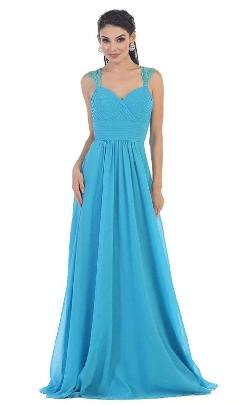 A-Line Gown May Queen - MQ1275 Pleated Bodice Sweetheart Neck A-Line Dress