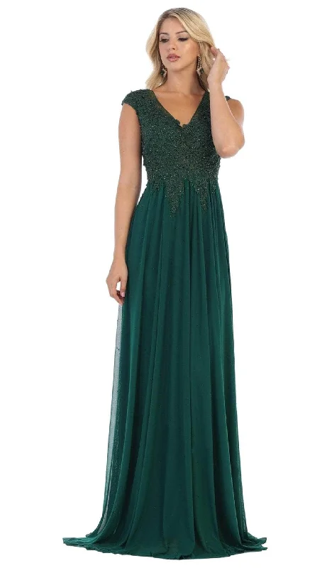 Tulle Skirt Dress May Queen MQ1580 - Cap Sleeve A-Line Formal Dress