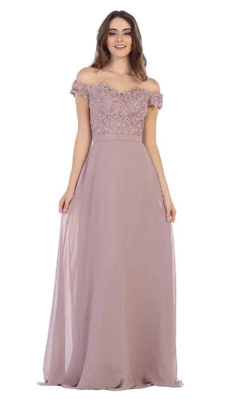 Deep V-Neck Dress May Queen - Off Shoulder A-Line Evening Gown MQ1601 - 1 pc Dusty Rose In Size 10 Available Deep V-Neck Dress May Queen - Off Shoulder A-Line Evening Gown MQ1601 - 1 pc Dusty Rose In Size 10 Available