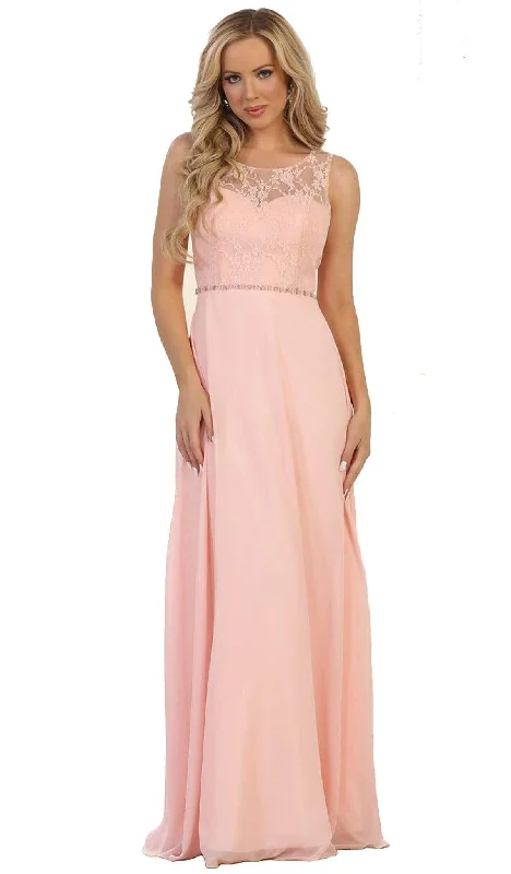 Vintage Gown May Queen - Sleeveless Illusion Lace Evening Dress