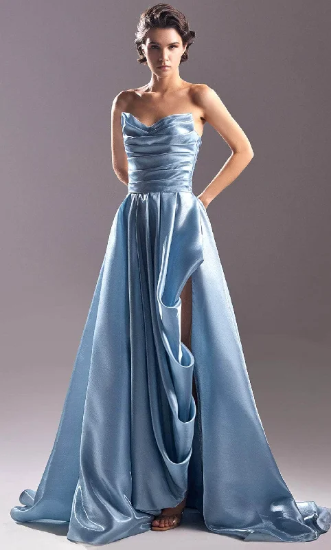 Fitted Formal Dress MNM COUTURE G1501 - Draped A-Line Evening Gown