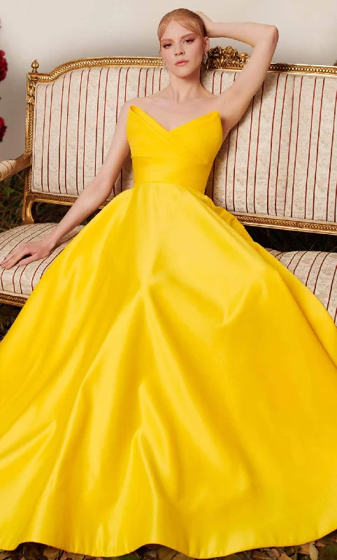 Draped Gown MNM Couture N0491 - Strapless A-Line Evening Gown
