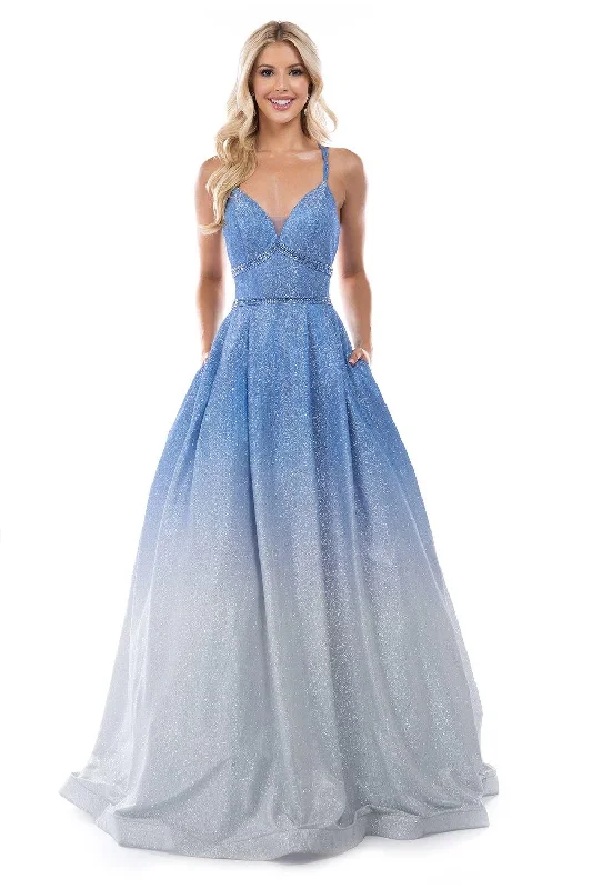 Floor-Length Satin Dress Nina Canacci Prom Long Glitter Ball Gown Dress 1480