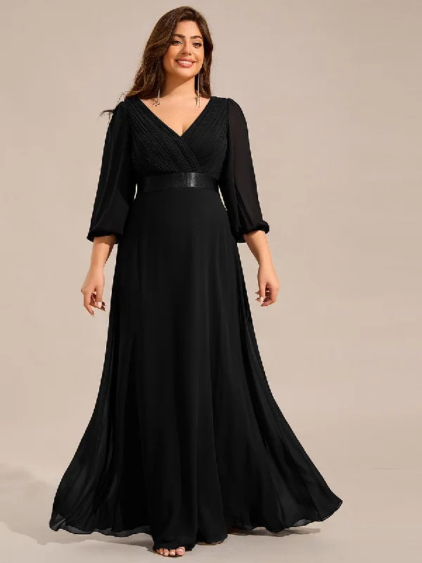 Simple Formal Dress Plus Size Empire Waist Pleated Chiffon Long Sleeves Formal Evening Dress Simple Formal Dress Plus Size Empire Waist Pleated Chiffon Long Sleeves Formal Evening Dress